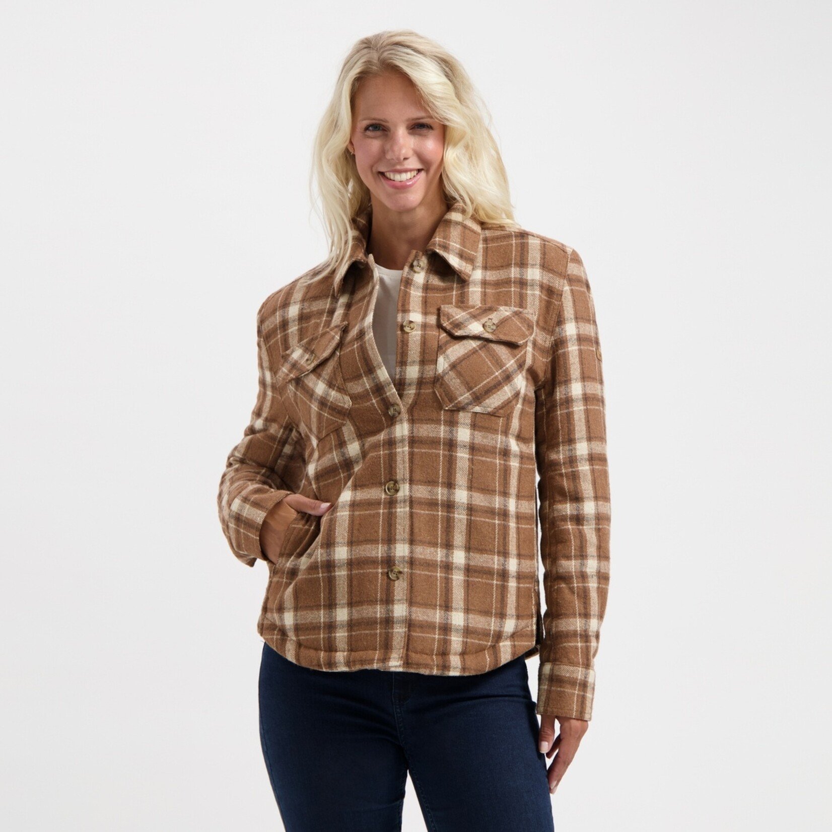 MGO Leisure Wear MGO Jessy Cardigan Vest voor Dames - Geruit Tussenjack