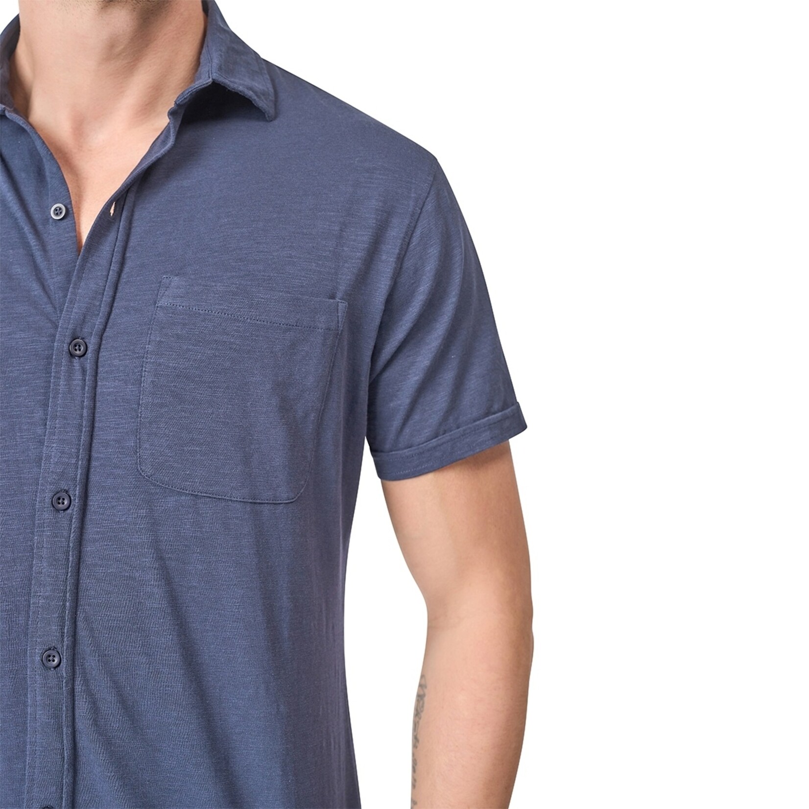 Mario Russo Mario Russo Fancy Jersey Shirt voor Heren - Met Borstzak