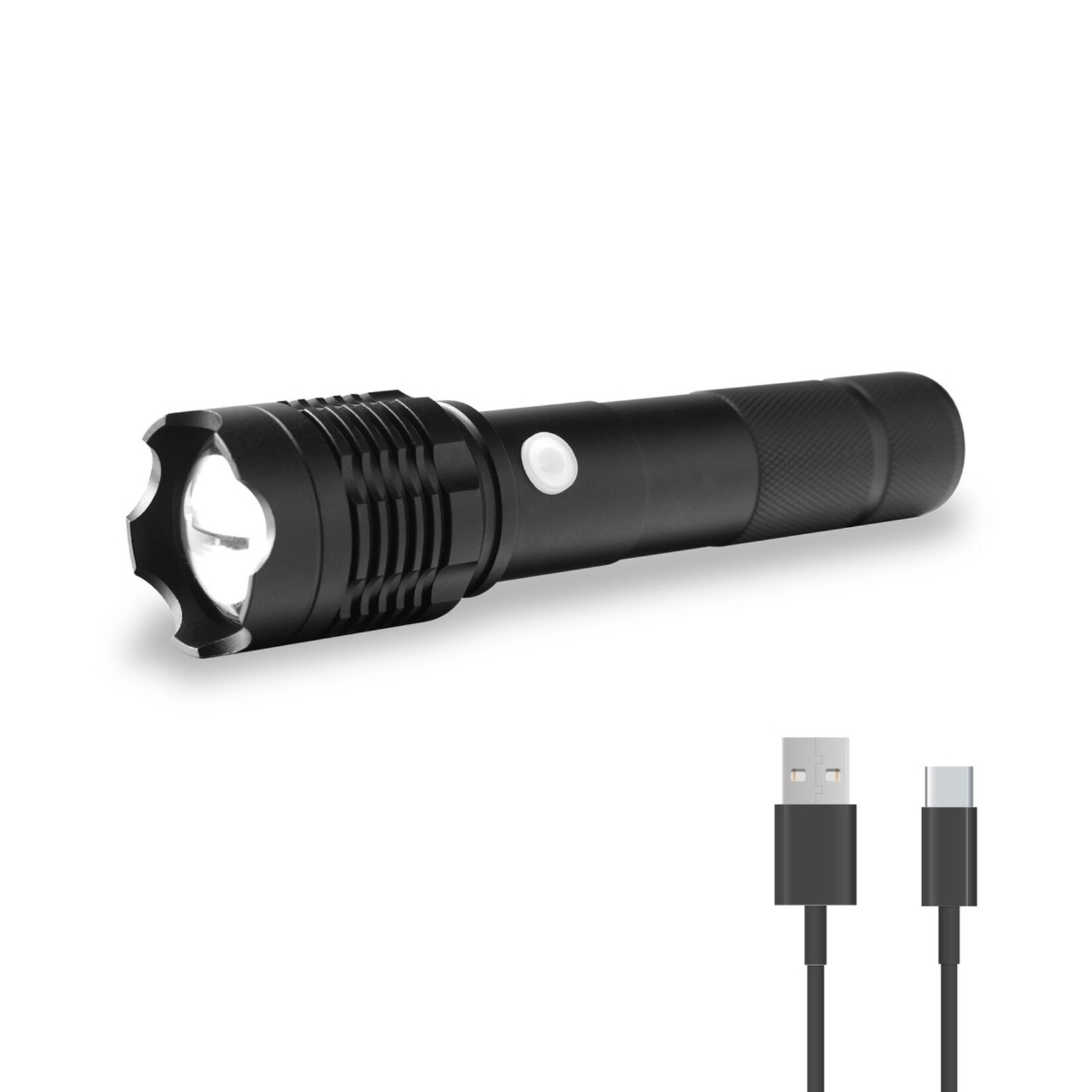 FlinQ Oplaadbare LED Zaklamp met Zoomfunctie tot 1200 Meter - 3 Modi