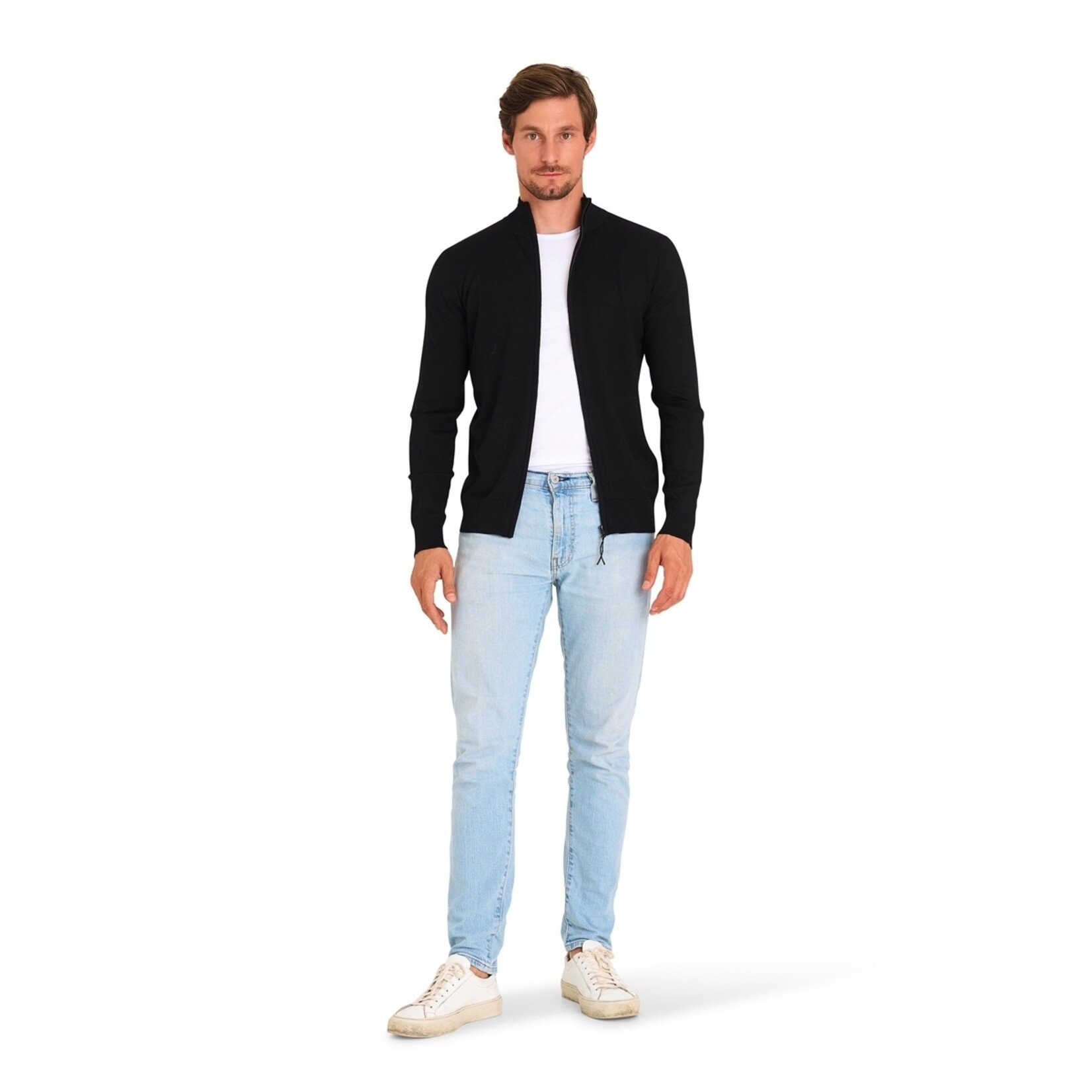 Mario Russo Mario Russo Full Zip Vest - Cardigan met Stretch