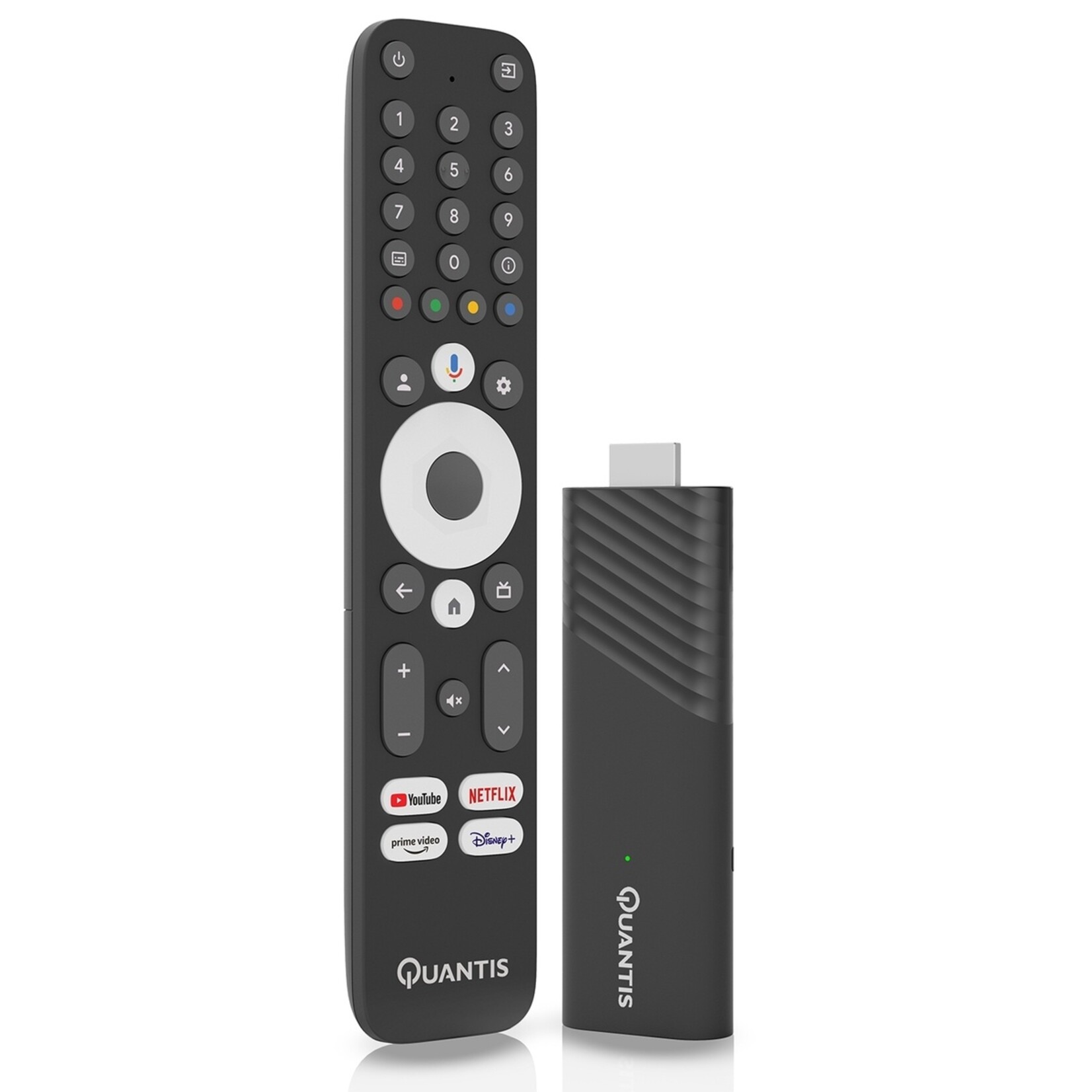 Quantis Streaming Stick met Google TV, 4K en Spraakbediening