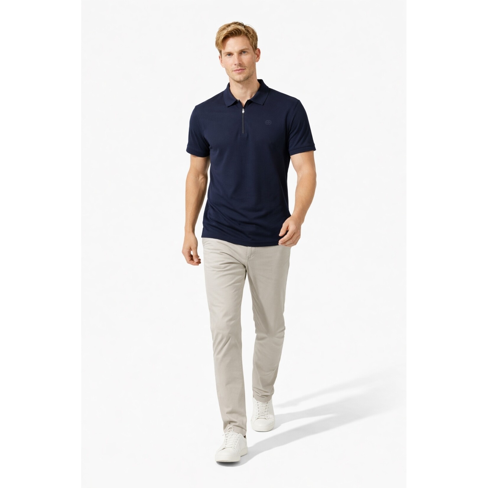 Mario Russo Mario Russo Lorenzo Zipped Polo Shirt - 100% Katoen