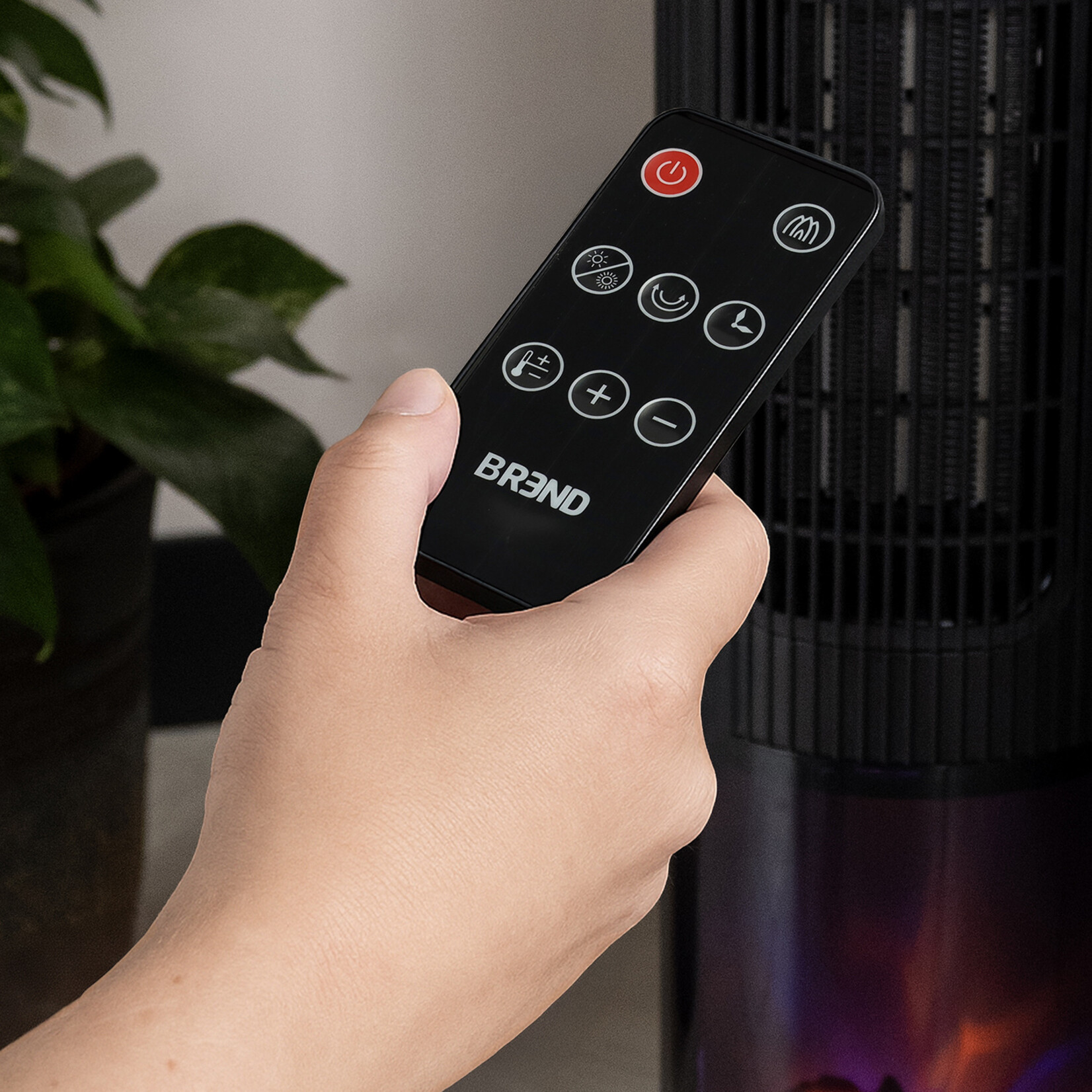 BREND Elektrische Torenkachel met Vlammenspel – Kachelventilator en Sfeerhaard in één