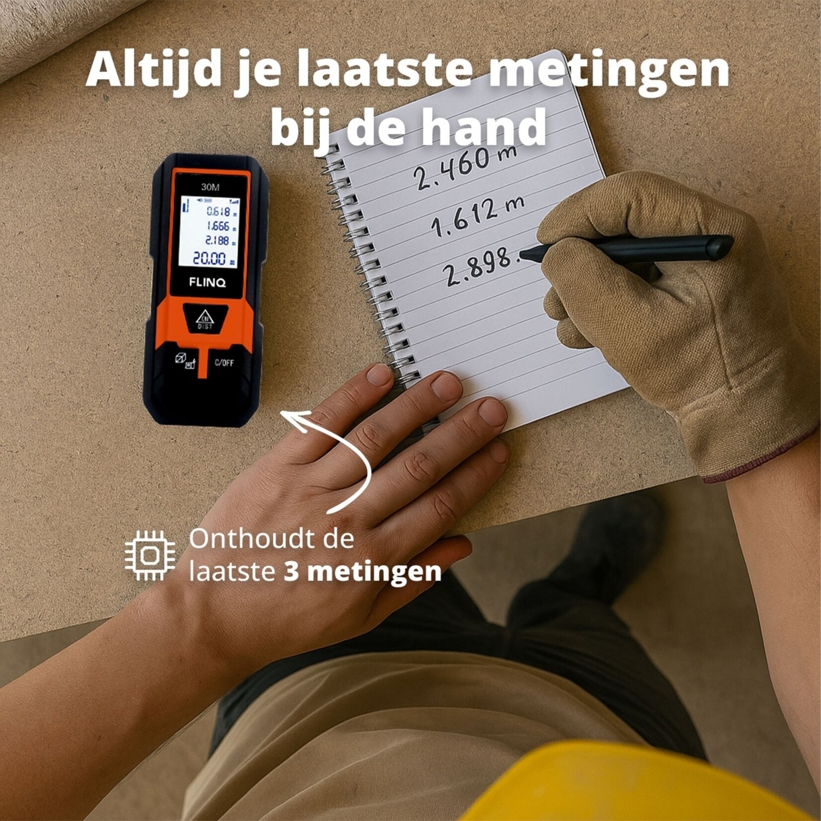 FlinQ Digitale Afstandsmeter tot 30 Meter - 5 Meetmodi