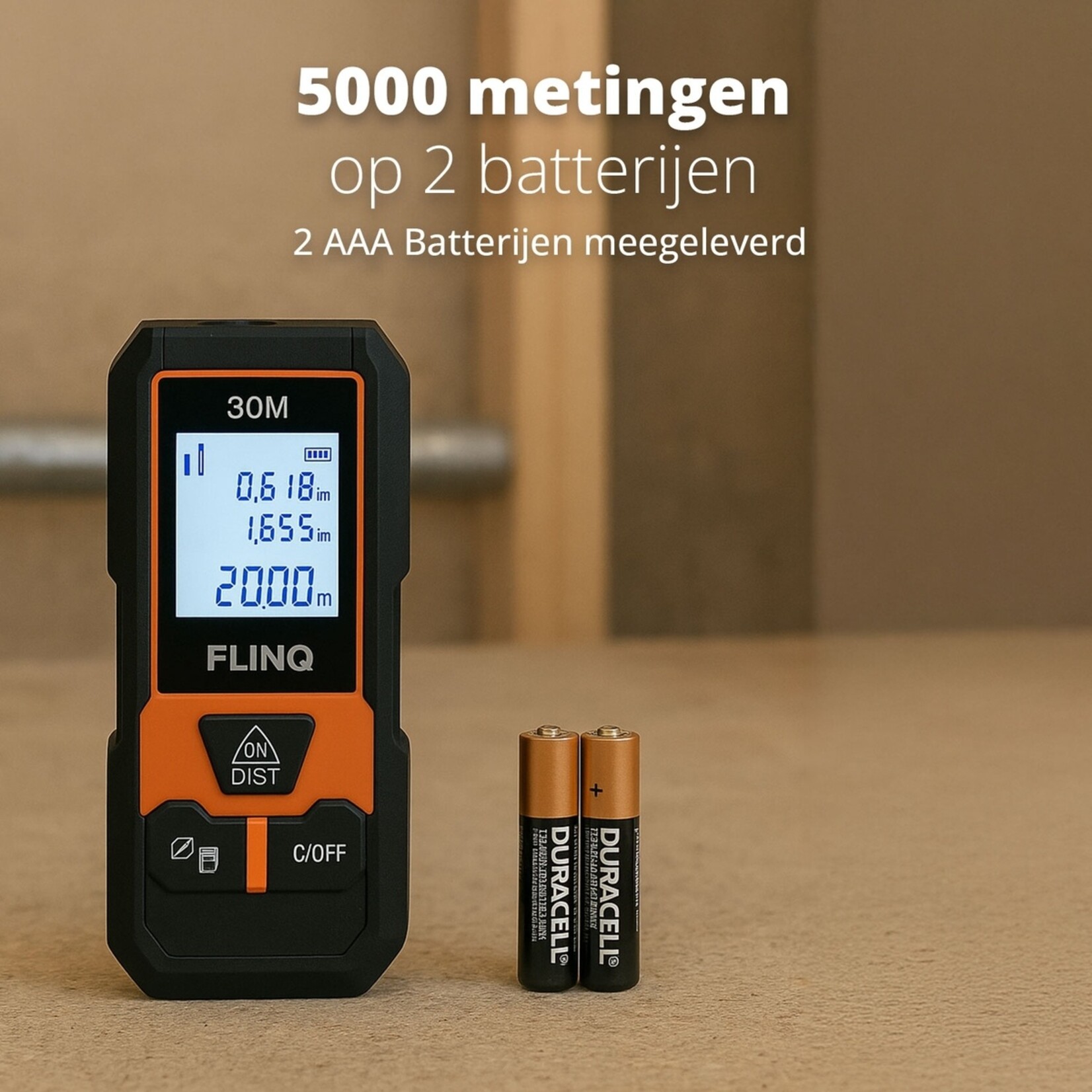 FlinQ Digitale Afstandsmeter tot 30 Meter - 5 Meetmodi