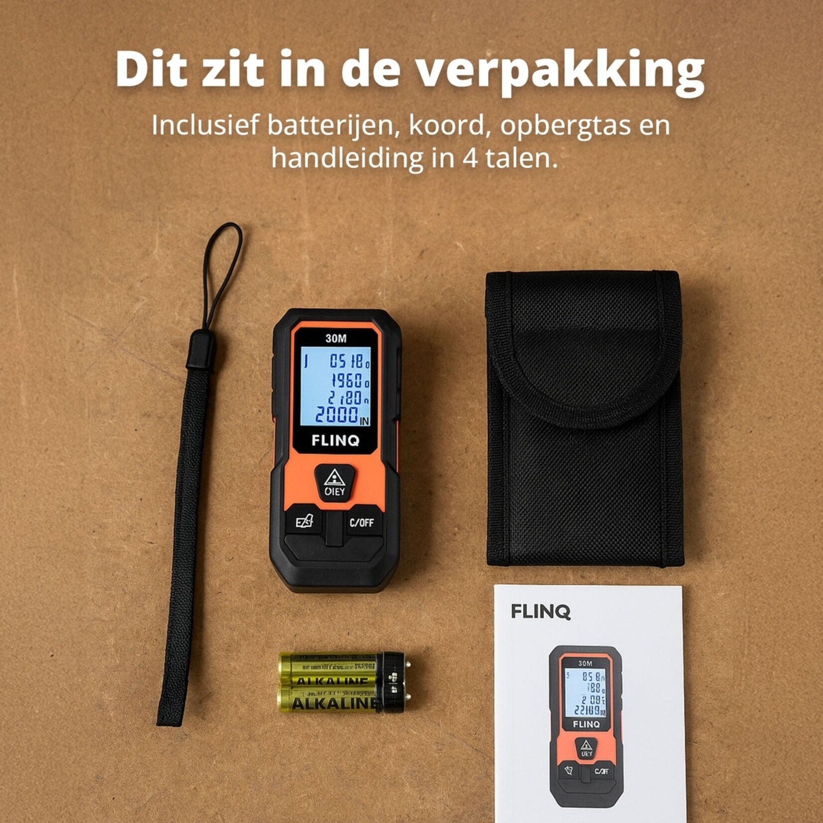 FlinQ Digitale Afstandsmeter tot 30 Meter - 5 Meetmodi