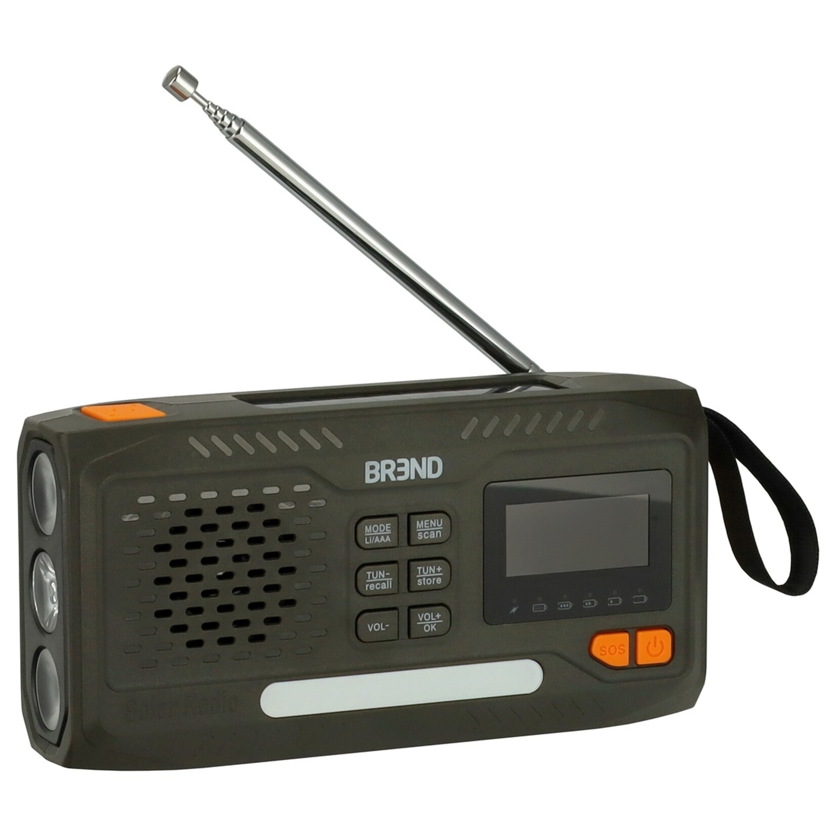 BREND Compacte DAB/FM Noodradio met Bluetooth, SOS-alarm en Zonnepaneel