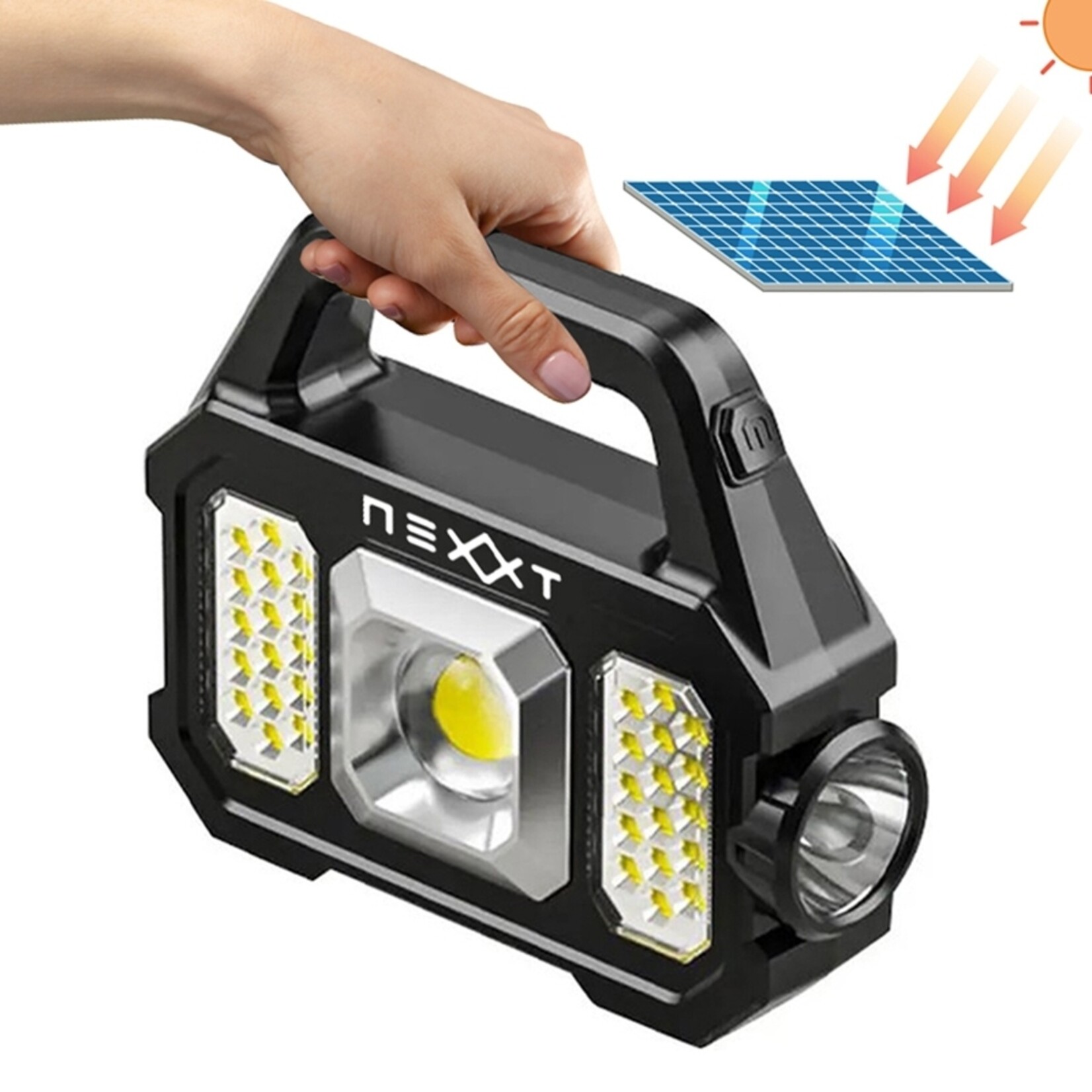Nexxt 3-in-1 Solar Zaklamp met Powerbankfunctie