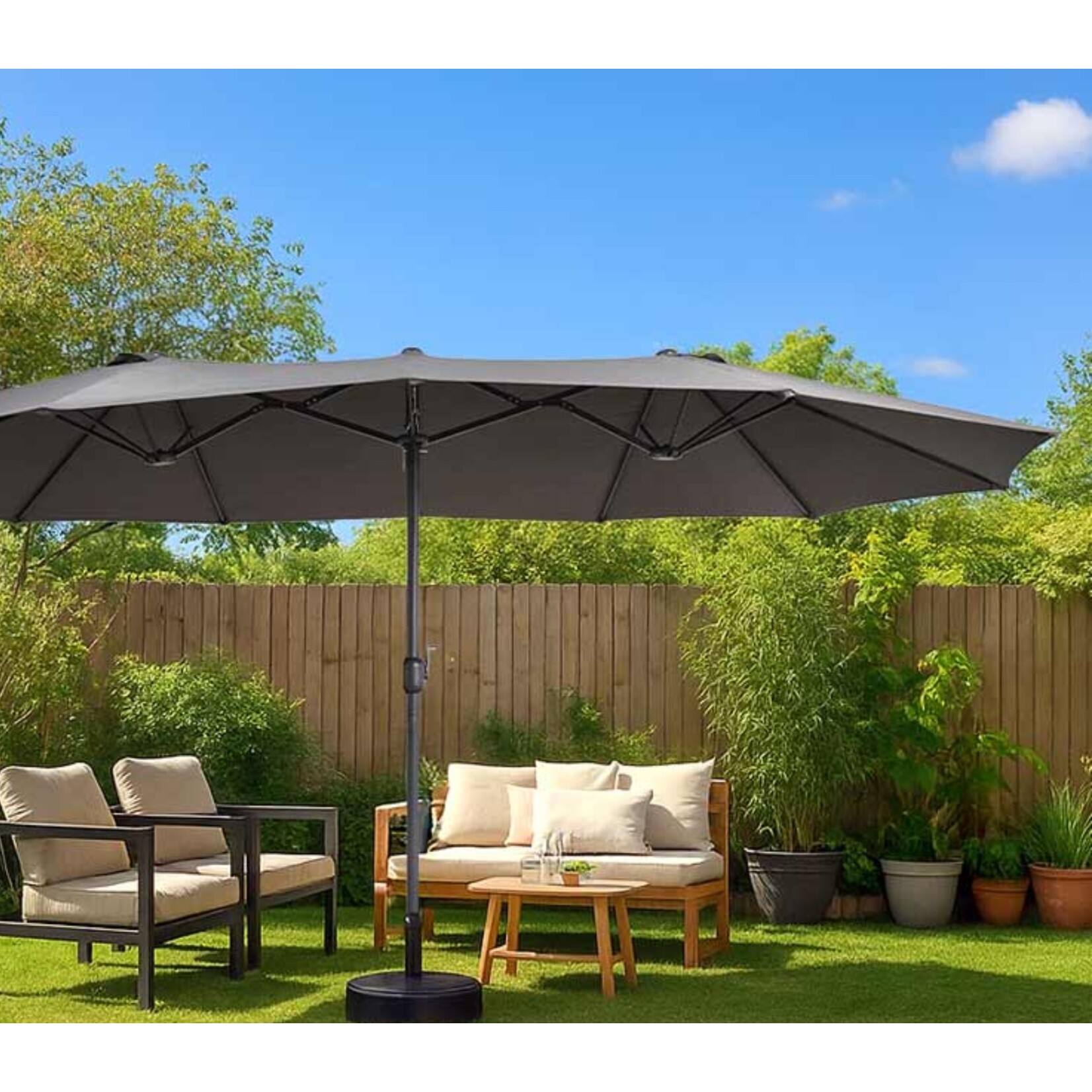 Nexxt Dubbele Parasol met UV80+ Doek en Beschermhoes – 450 cm