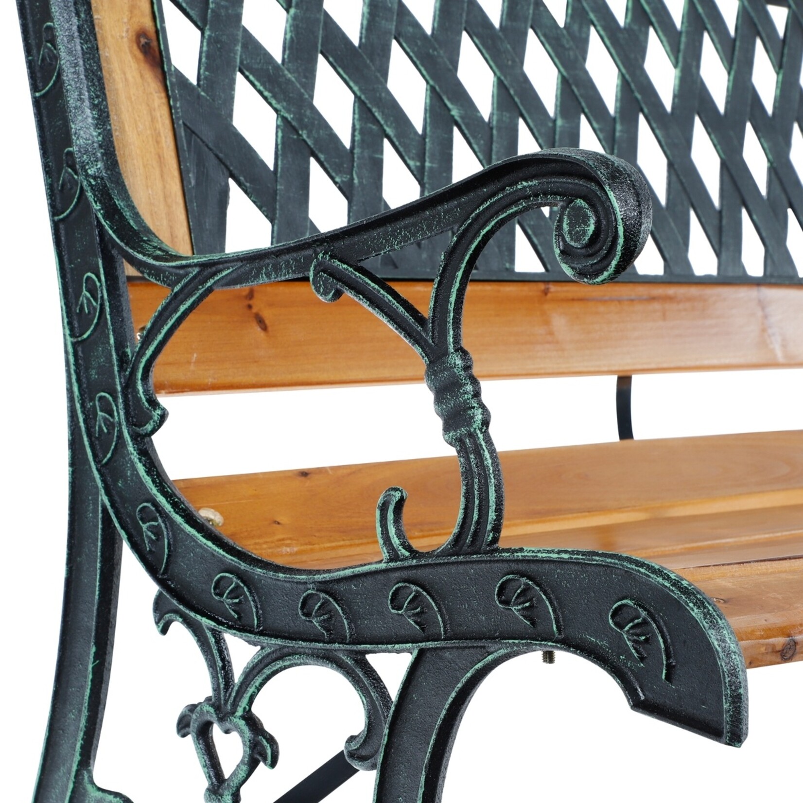 Haushalt Houten Tuinbank met Gietijzeren Armleggers, Poten en Details