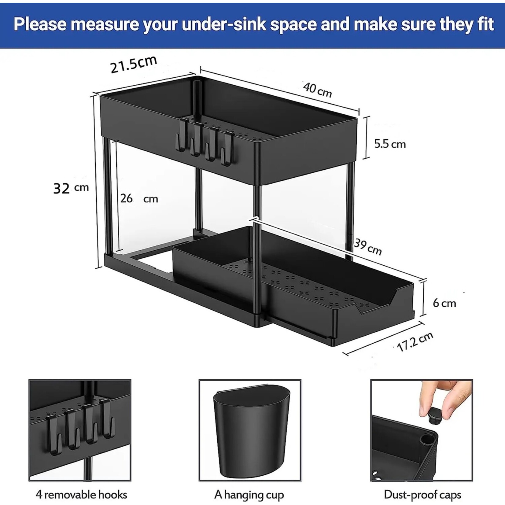 Nexxt Keukenkast Organizer - Gootsteen / Lade Organizer - Rek met Lade