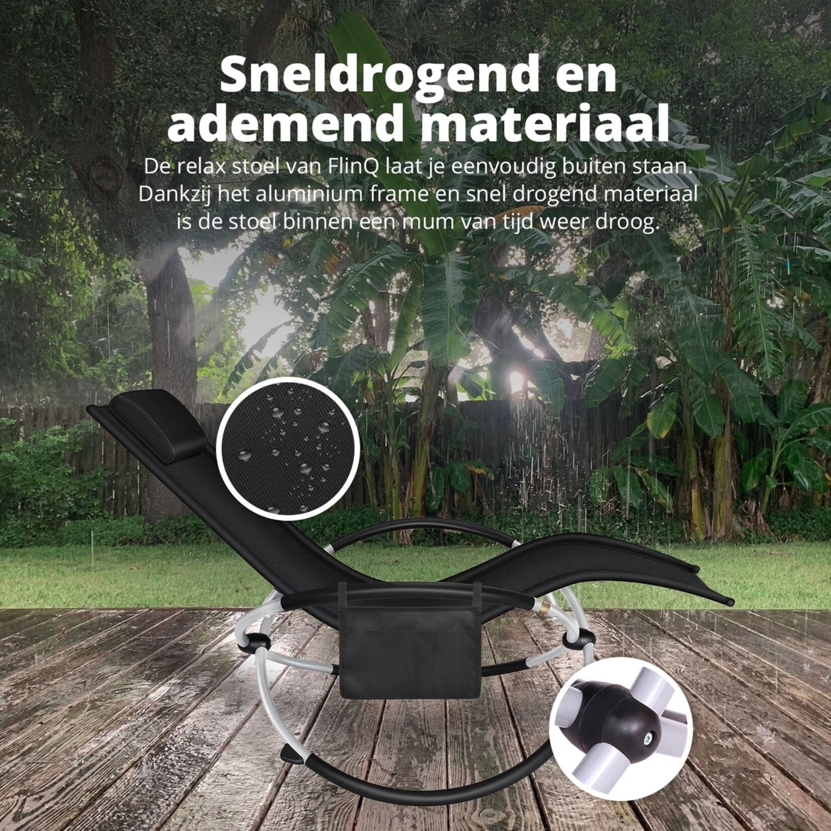 FlinQ Opvouwbare Ligstoel voor Buiten - Luxe Tuinstoel met Schommelfunctie