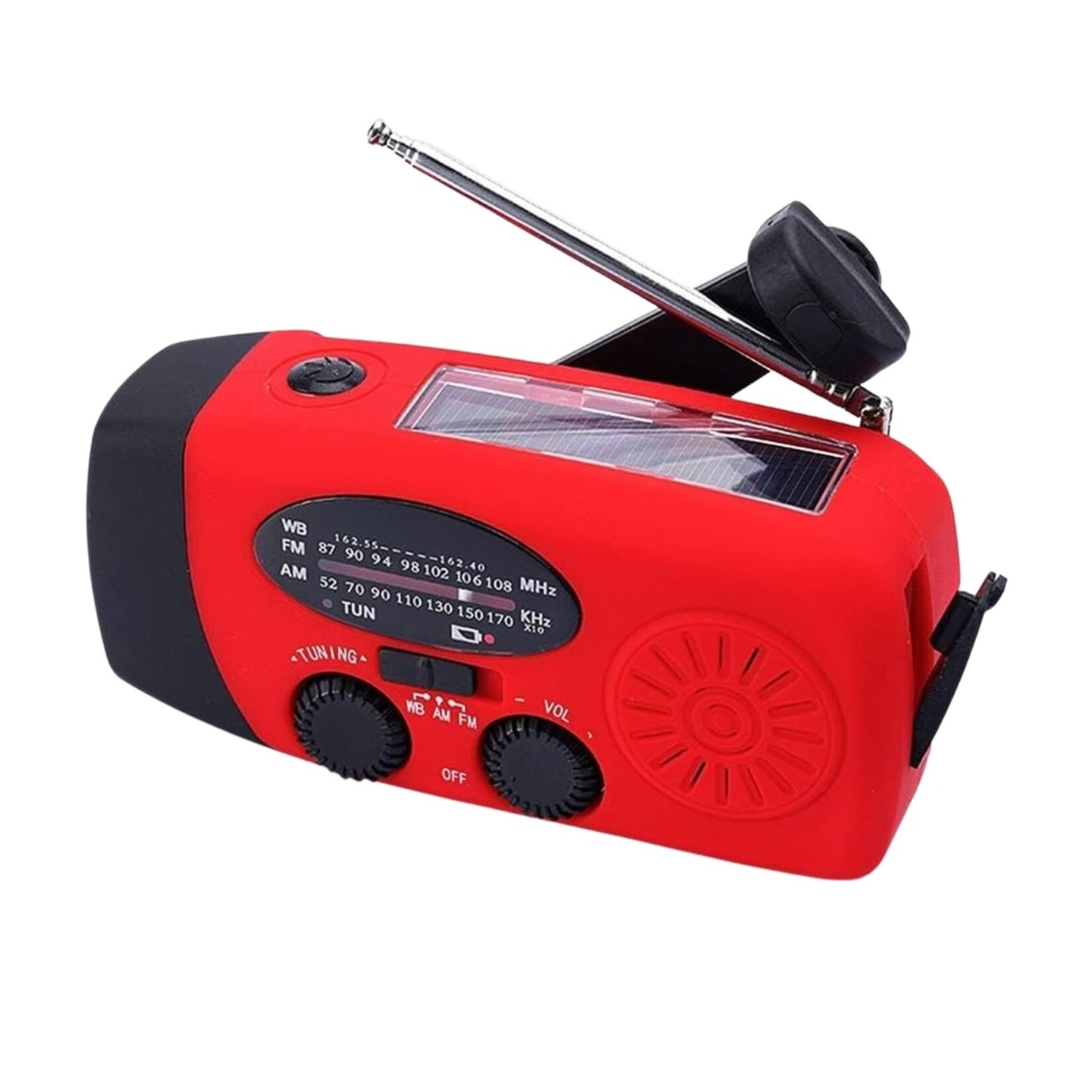 Merkloos AM/FM Noodradio met Zaklamp, Powerbank en 3-in-1 Oplaadopties