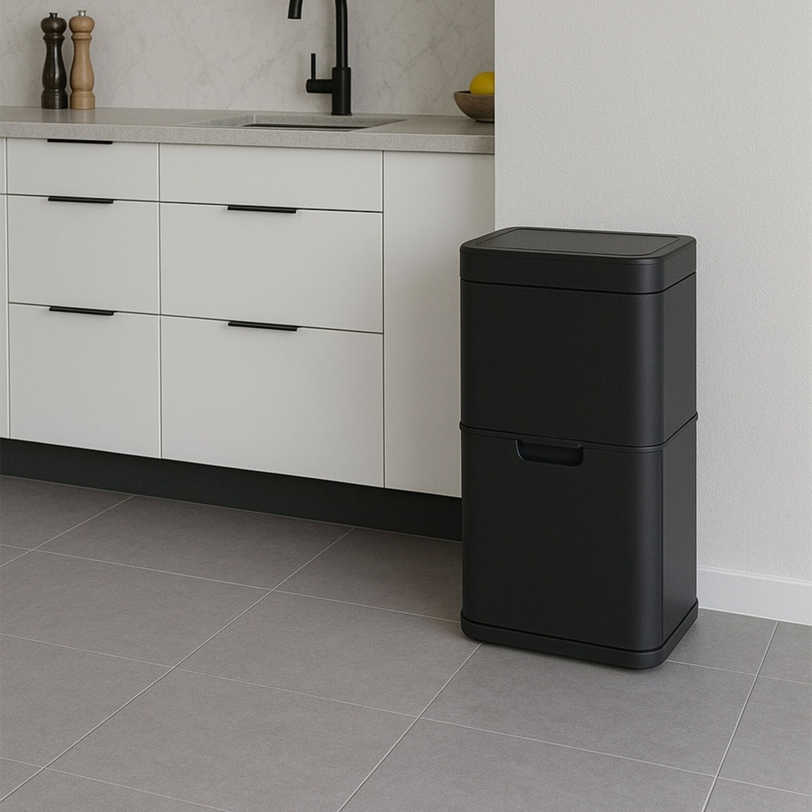 FlinQ Prullenbak met Sensor en 3 Compartimenten - 60 Liter