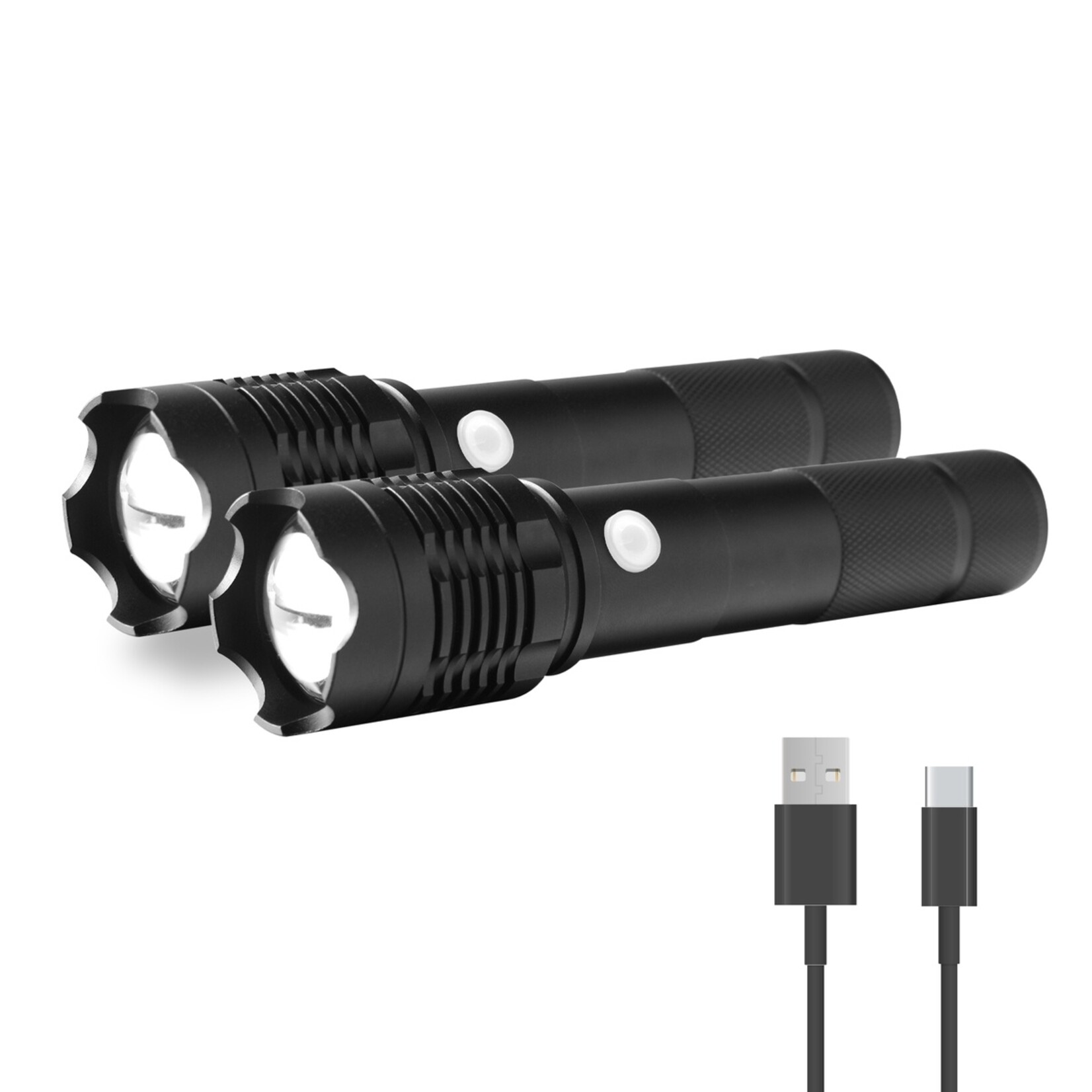 FlinQ Oplaadbare LED Zaklamp met Zoomfunctie tot 1200 Meter - 3 Modi