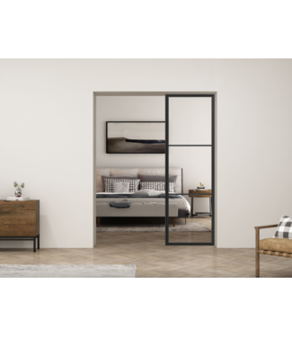 Stalen glaspaneel helder glas 260 x 100 - 3 vlaks