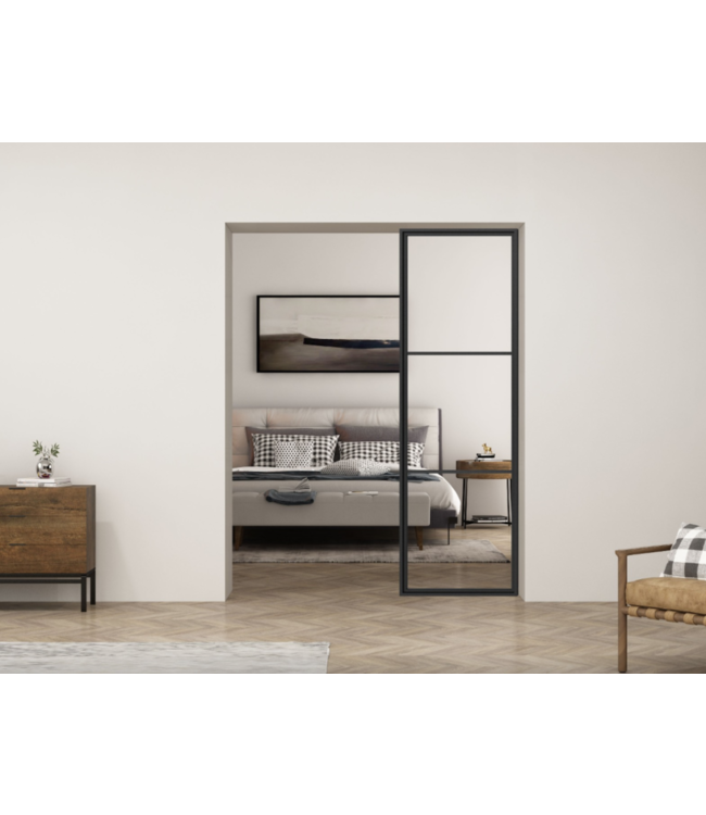 Stalen glaspaneel helder glas 260 x 100 - 3 vlaks