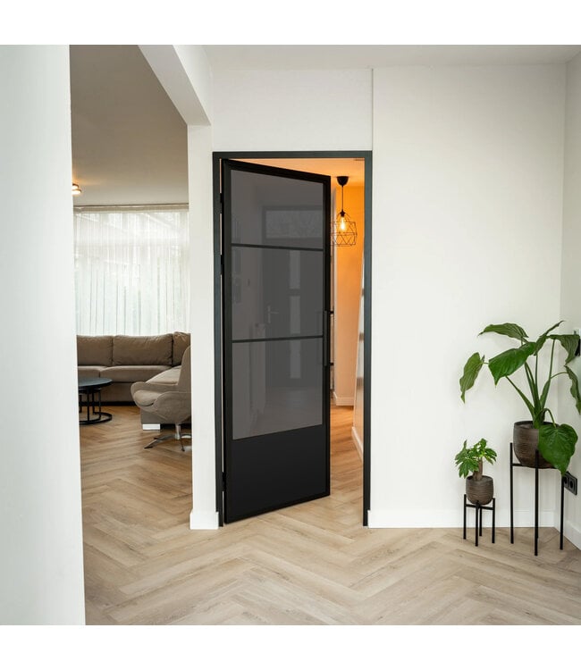 Stalen Binnendeur - 3 Vlaks met kickplate - Helder glas