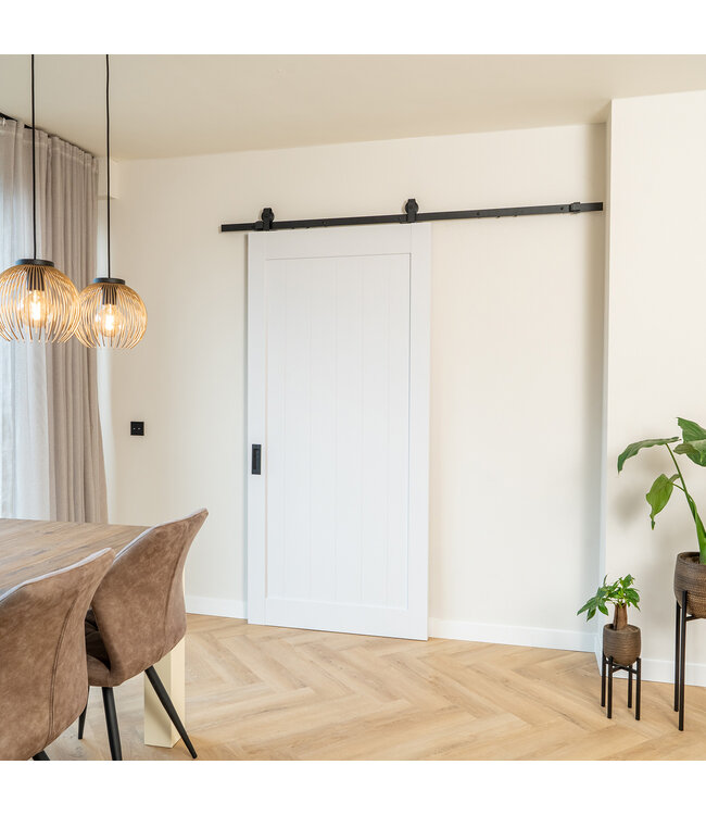 Houten loftdeur, klassiek wit, 1 vlaks