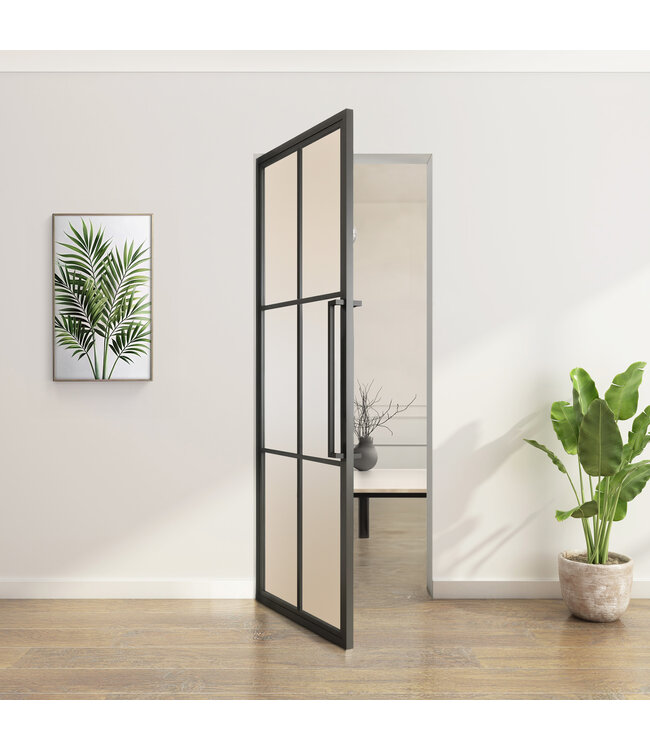 Stalen taatsdeur - Zwart - 6 Vlaks - Rook glas