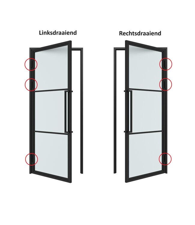 Stalen Binnendeur - Zwart - 6 Vlaks - Helder glas - Luxe design - Met slot