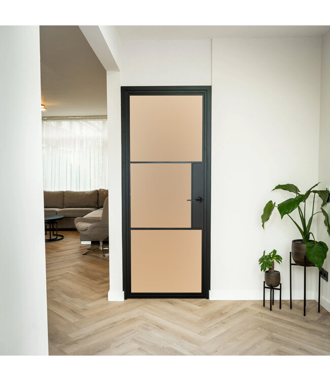 Stalen Binnendeur - 3 Vlaks - Rook glas - Met slot