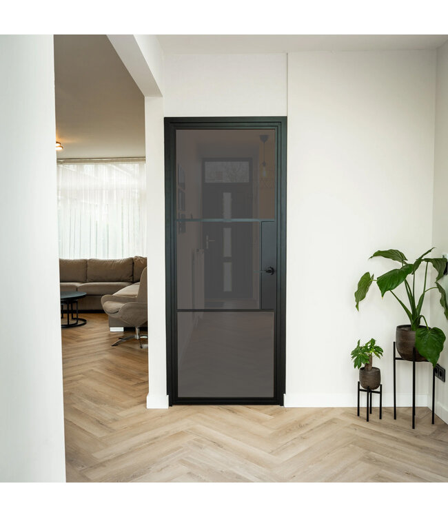 Stalen Binnendeur - 3 Vlaks - Rookglas - Met slot
