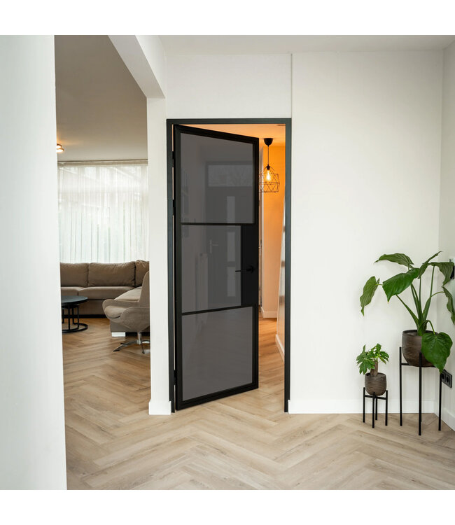 Stalen Binnendeur - 3 Vlaks - Rookglas - Met slot