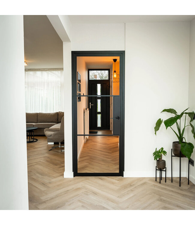 Stalen Binnendeur - 3 Vlaks - Rook glas - Met slot
