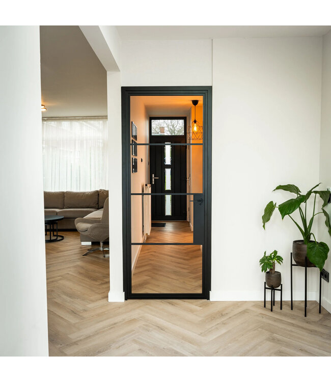 Stalen Binnendeur - 4 Vlaks - Rook glas - Met slot