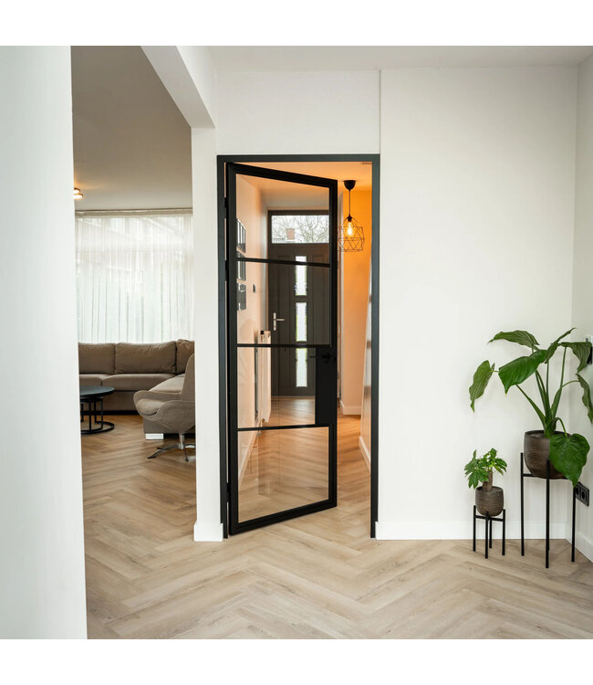 Stalen Binnendeur - 4 Vlaks - Rookglas - Met slot