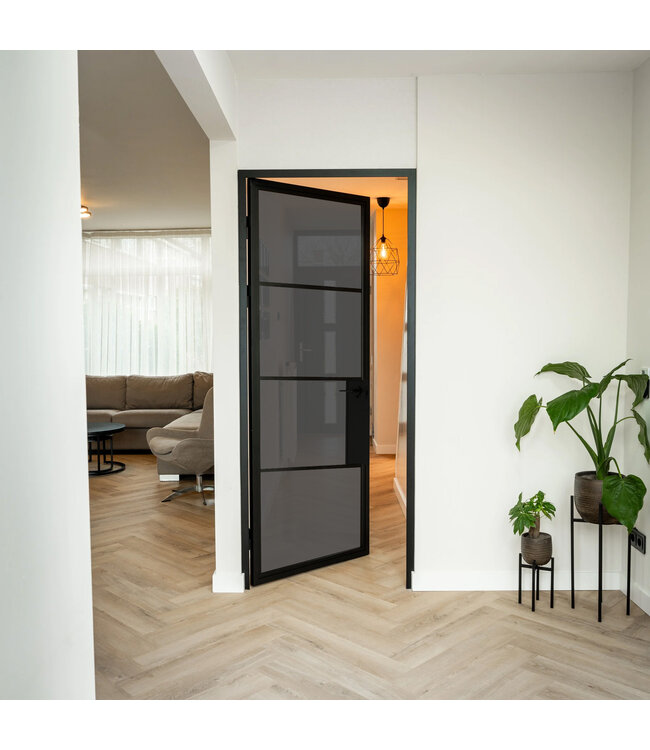Stalen Binnendeur - 4 Vlaks - Rook glas - Met slot