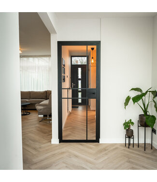 Stalen Binnendeur - 6 Vlaks - Helder glas - Luxe design - Met slot Stalen Binnendeur - 6 Vlaks - Helder glas - Luxe design - Met slot