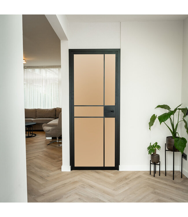 Stalen Binnendeur - Zwart - 6 Vlaks - Helder glas - Luxe design - Met slot