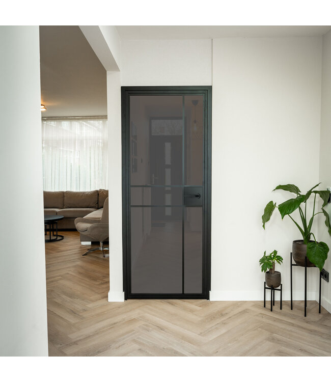 Stalen Binnendeur - Zwart - 6 Vlaks - Helder glas - Luxe design - Met slot