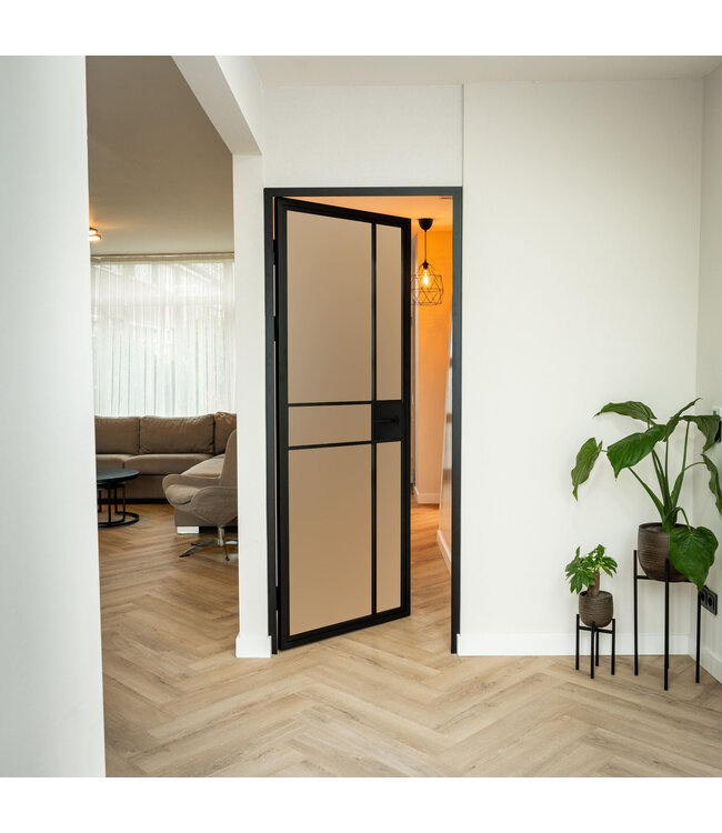 Stalen Binnendeur - Zwart - 6 Vlaks - Helder glas - Luxe design - Met slot