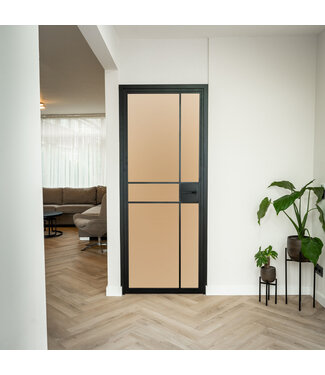 Stalen Binnendeur - 6 Vlaks - Mat glas - Luxe design - Met slot Stalen Binnendeur - 6 Vlaks - Mat glas - Luxe design - Met slot