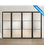 Dubbele stalen taatsdeur met glaspaneel, Zwart, 3 vlaks, mat glas