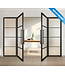 Dubbele stalen taatsdeur met glaspaneel, Zwart - 4 vlaks, mat glas