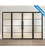 Dubbele stalen taatsdeur met glaspaneel, Zwart - 4 vlaks, mat glas