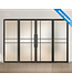 Dubbele stalen taatsdeur met glaspaneel, Zwart - 6 vlaks, mat glas