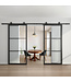 Dubbele stalen schuifdeur - 3 Vlaks - Helder glas - Moderne look