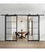 Dubbele stalen schuifdeur - 4 Vlaks - Helder glas - Moderne look