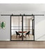 Dubbele stalen schuifdeur - Zwart - 6 Vlaks - Helder glas - Luxe design