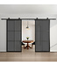Dubbele stalen schuifdeur - Zwart - 6 Vlaks - Helder glas - Moderne look