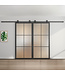 Dubbele stalen schuifdeur - 6 Vlaks - Helder glas - Moderne look