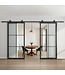 Dubbele stalen schuifdeur - 6 Vlaks - Helder glas - Moderne look