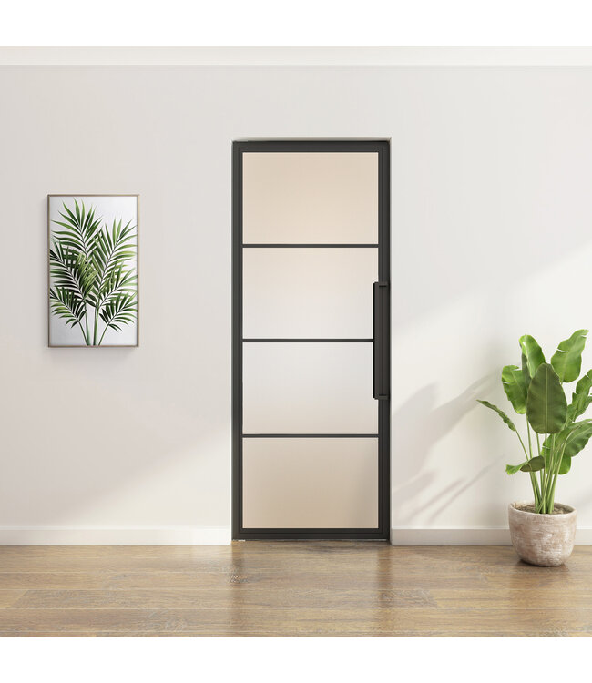 OUTLET: Stalen Taatsdeur - Zwart - 4 Vlaks - Rook glas