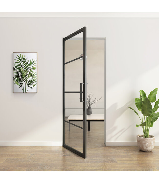 OUTLET: Stalen Taatsdeur - Zwart - 4 Vlaks - Rook glas