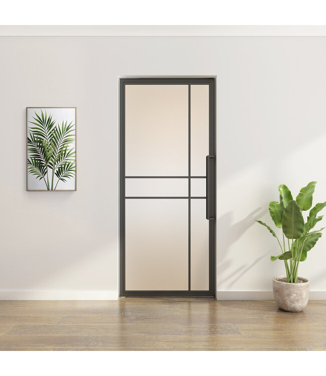 OUTLET: Stalen taatsdeur - Zwart - 6 Vlaks - Rook glas - Luxe design